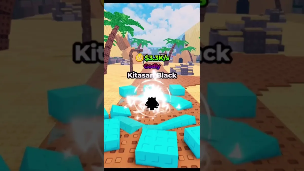 Barn pad footage for Kitasan Black: the nameplate reads Godly with a $3.3K/s cash ticker above the unit.