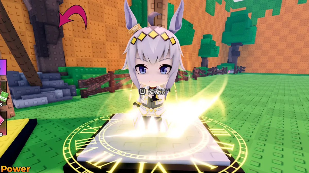 An unidentified unit arriving on a lit barn pad β the reward moment every rolled Uma, Mejiro McQueen included, goes through.
